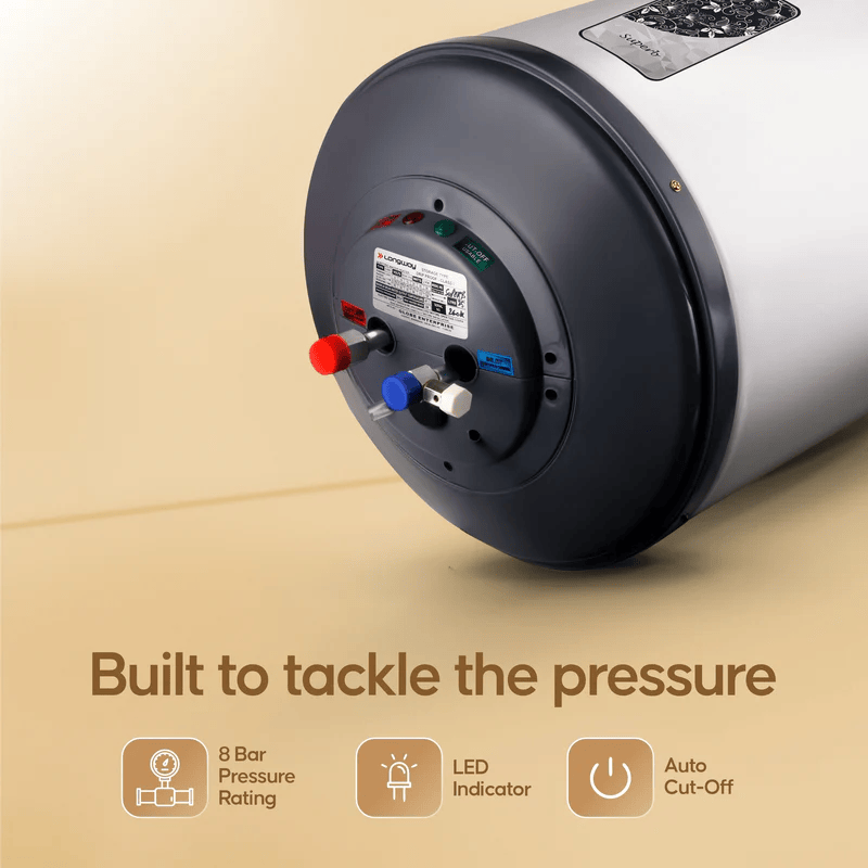 Longway Superb 25 Ltr 5-Star Rated Automatic Storage Water Heater – Electric Geyser with Multiple Safety Systems & Anti-Rust Coating (Gray)