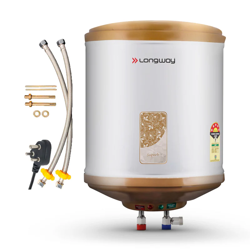 Longway Superb 15 Ltr 5-Star Rated Automatic Storage Water Heater – Electric Geyser with Multiple Safety Systems & Anti-Rust Coating (Ivory)